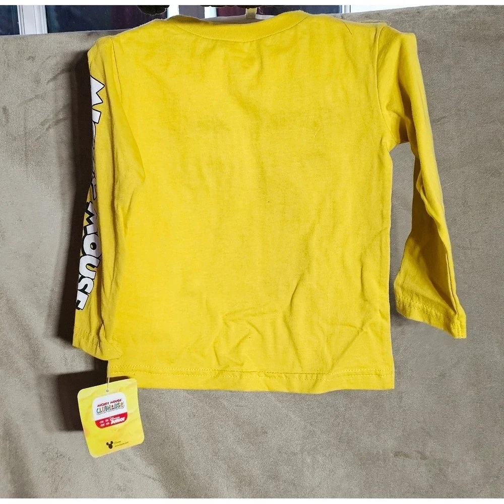 Disney Mickey Mouse Clubhouse Kids Yellow Long Sleeve Shirt Black Pants Set 24M